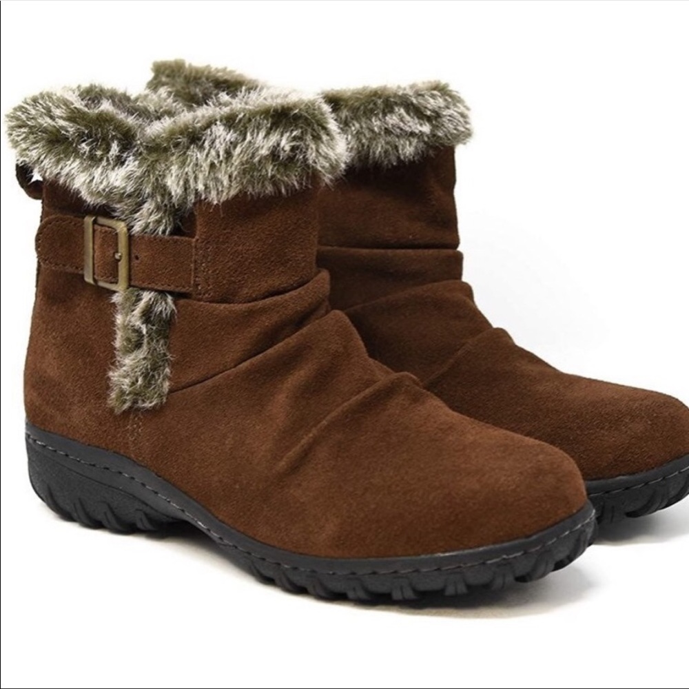 Khombu Lindsey Size 9 Brown All-Weather Suede Fur Lined Boots